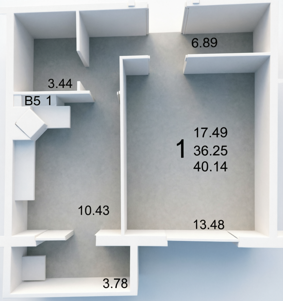 1-комнатная 38 м2 в ЖК undefined корпус null этаж 6