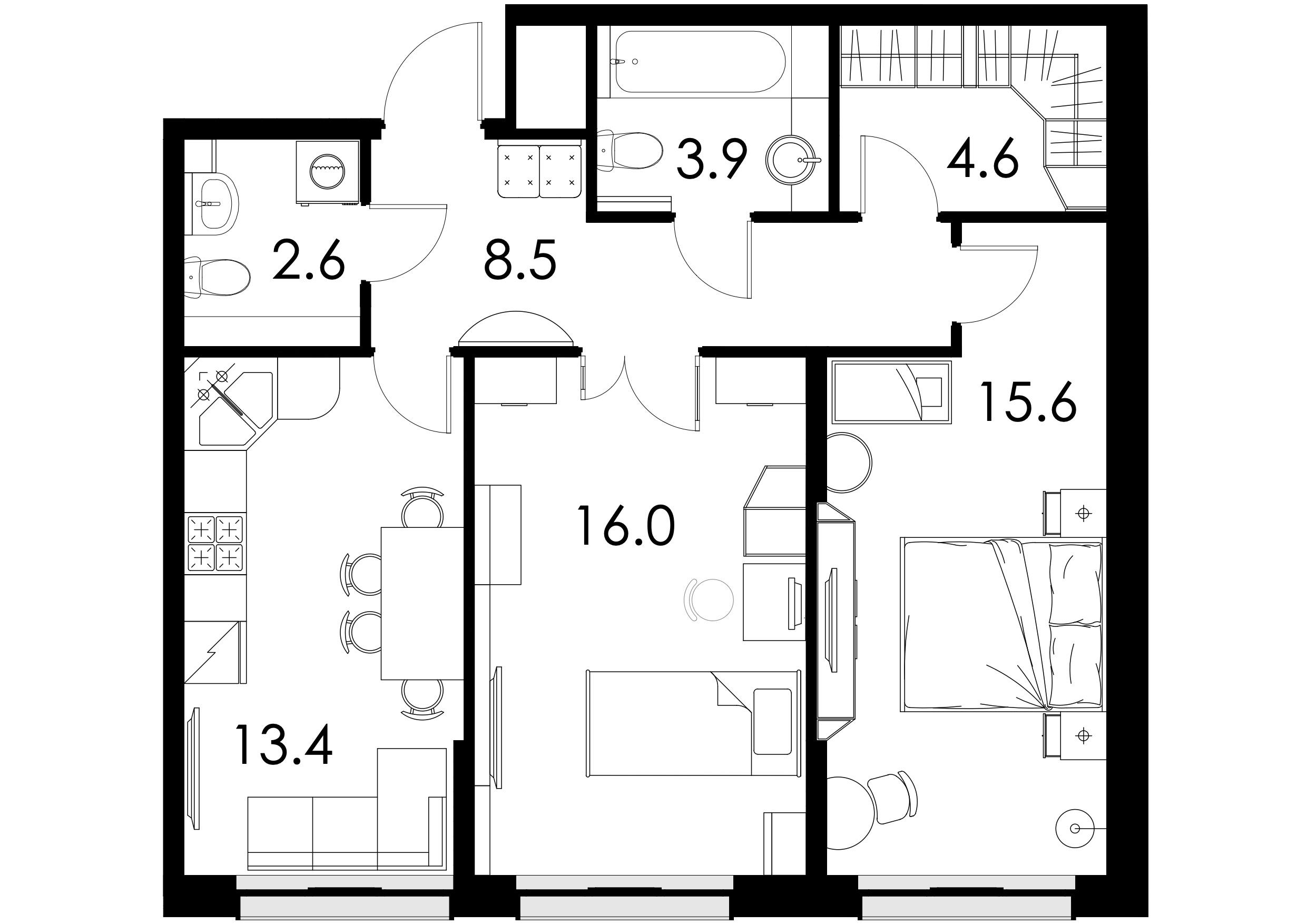 2-комнатная 64 м2 в ЖК Петровский Авеню корпус null этаж 10
