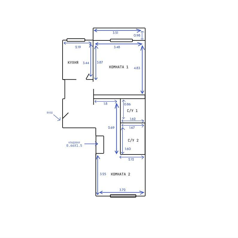 2-комнатная 51.5 м2 в ЖК undefined корпус null этаж 5