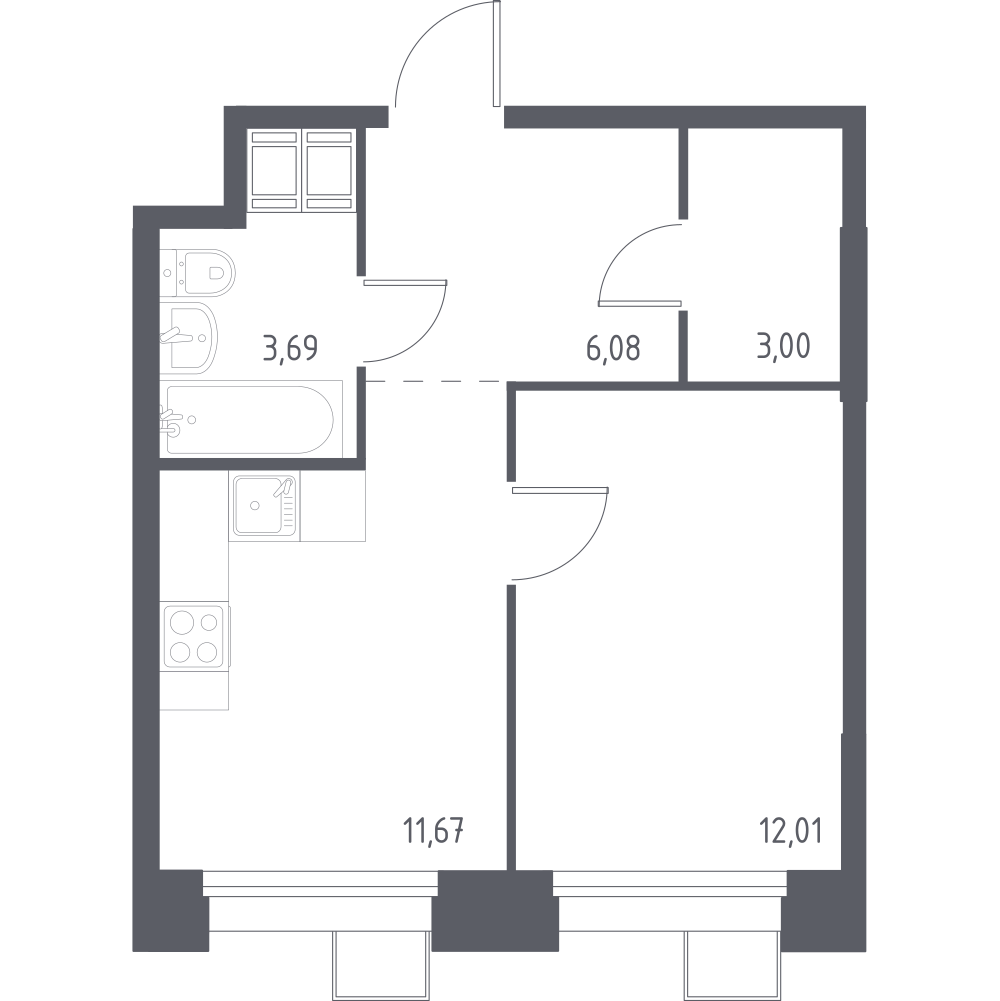 1-комнатная 36 м2 в ЖК Тропарево Парк корпус null этаж 18