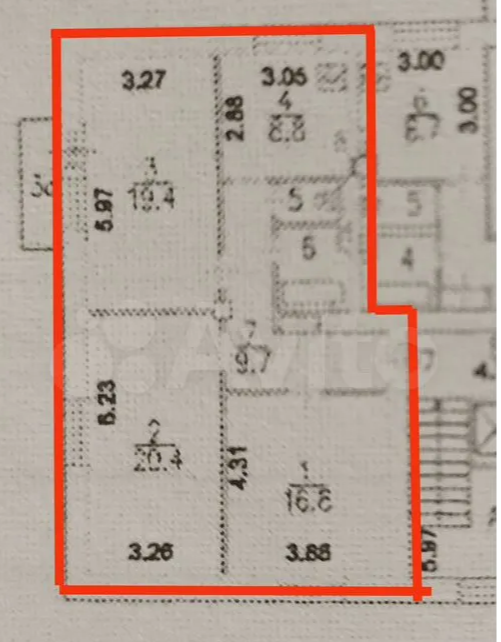 3-комнатная 79.5 м2 в ЖК undefined корпус null этаж 4
