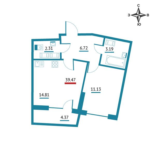 3-комнатная 78 м2 в ЖК Левитан корпус null этаж 16