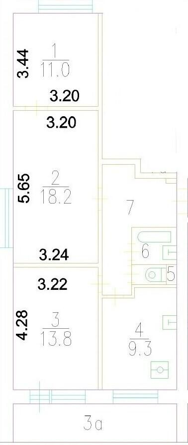 3-комнатная 62.8 м2 в ЖК undefined корпус null этаж 2