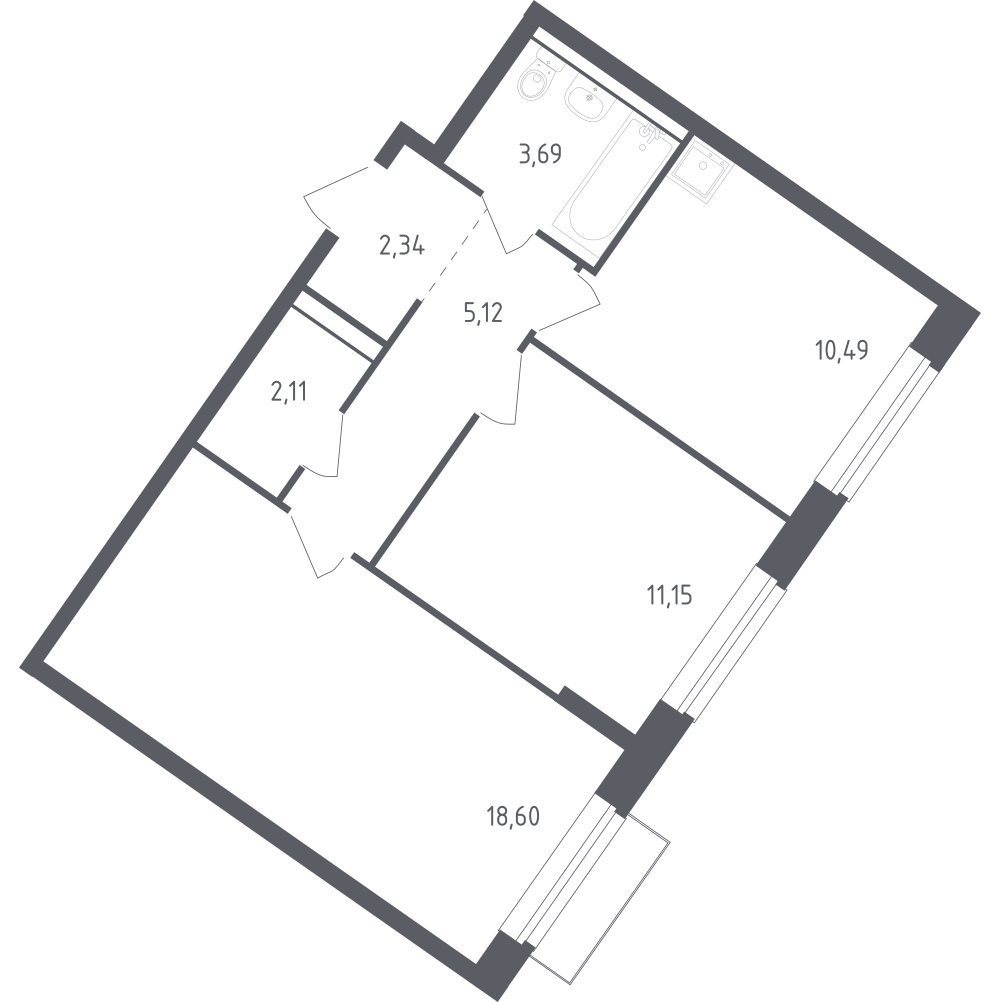 2-комнатная 52 м2 в ЖК Рублёвский Квартал корпус null этаж 3