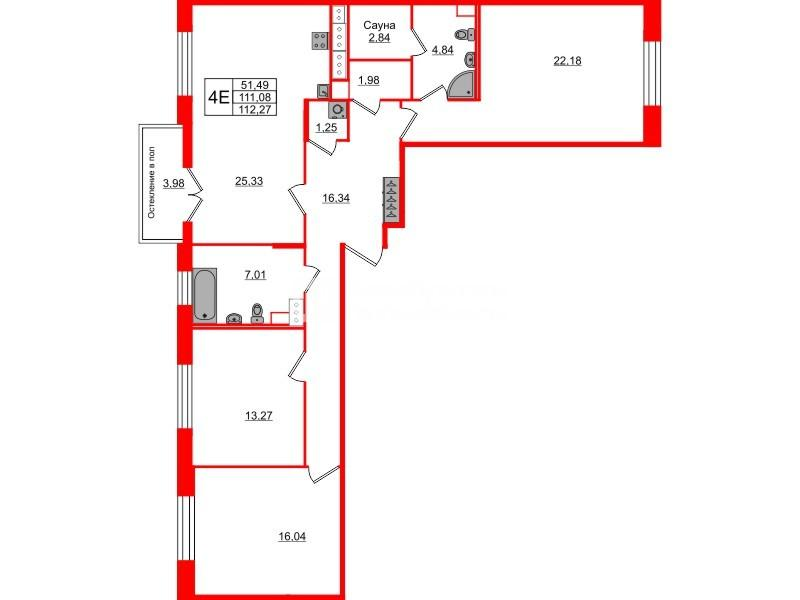3-комнатная 108 м2 в ЖК Сенат корпус null этаж 3