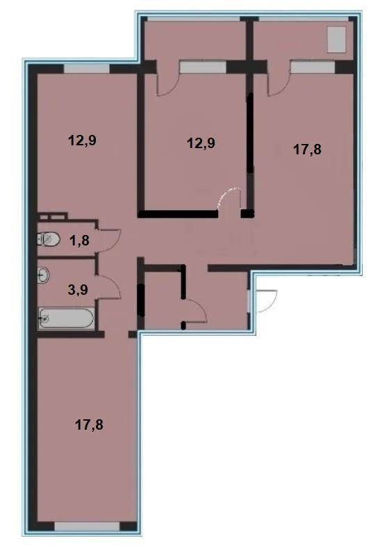 3-комнатная 83.1 м2 в ЖК undefined корпус null этаж 5