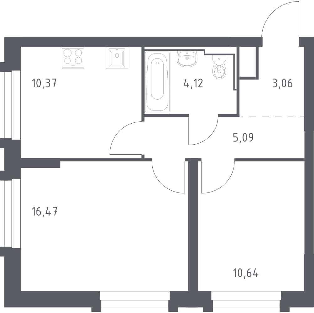 2-комнатная 50 м2 в ЖК Рябиновая Роща корпус null этаж 10