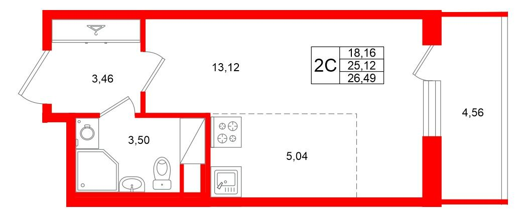Студия 25 м2 в ЖК Титул в Московском корпус null этаж 7