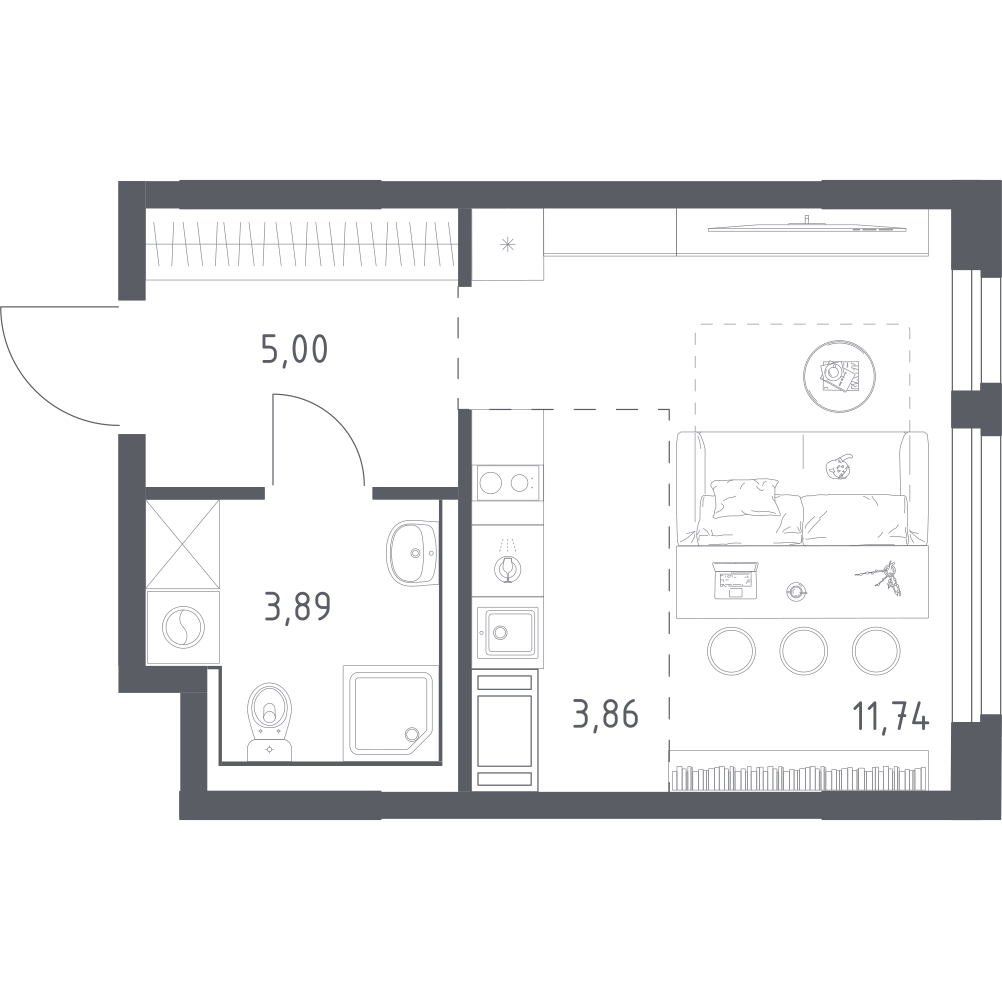 Студия 24 м2 в ЖК Новое Колпино корпус null этаж 5