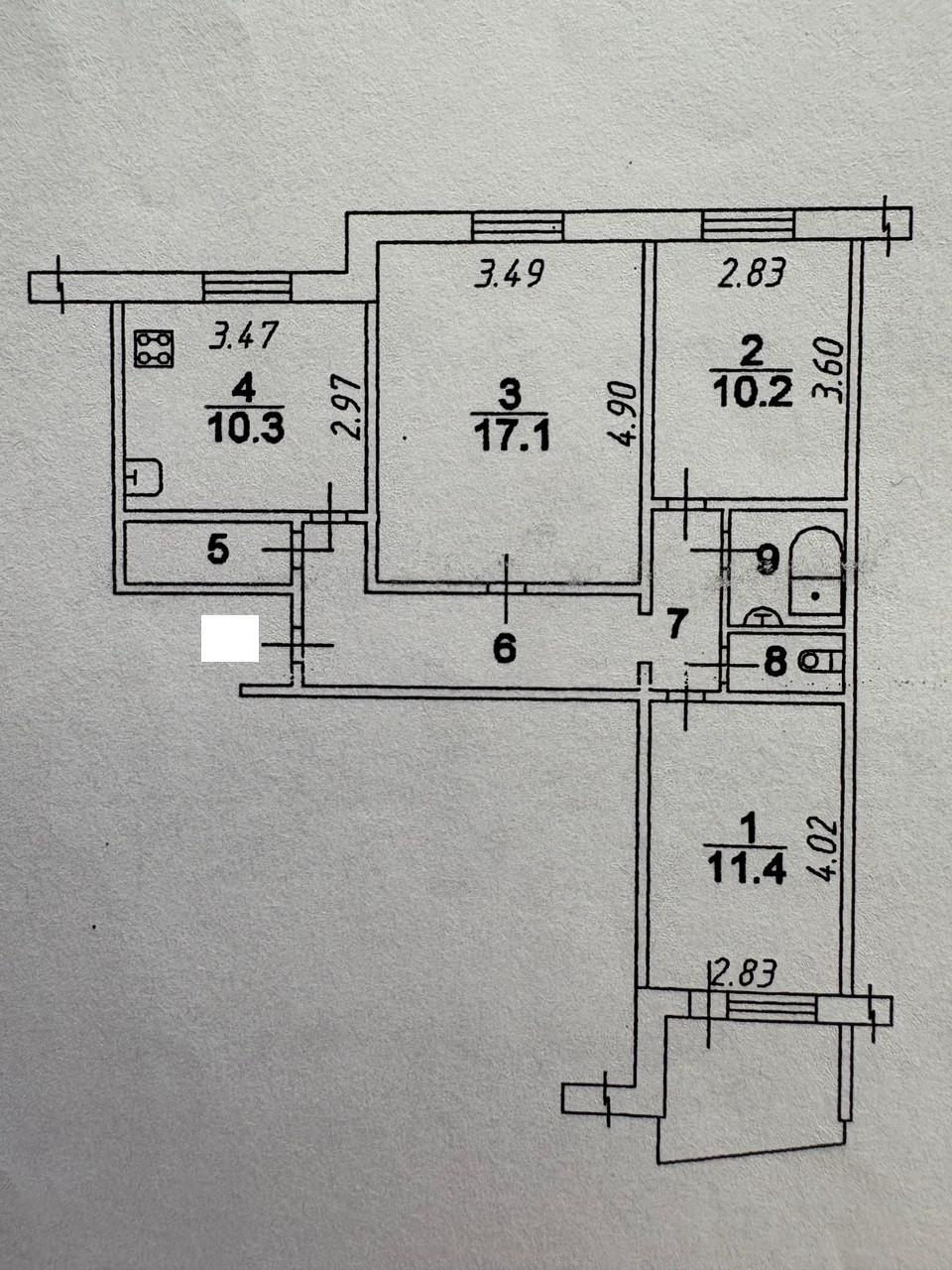 3-комнатная 65.1 м2 в ЖК undefined корпус null этаж 5