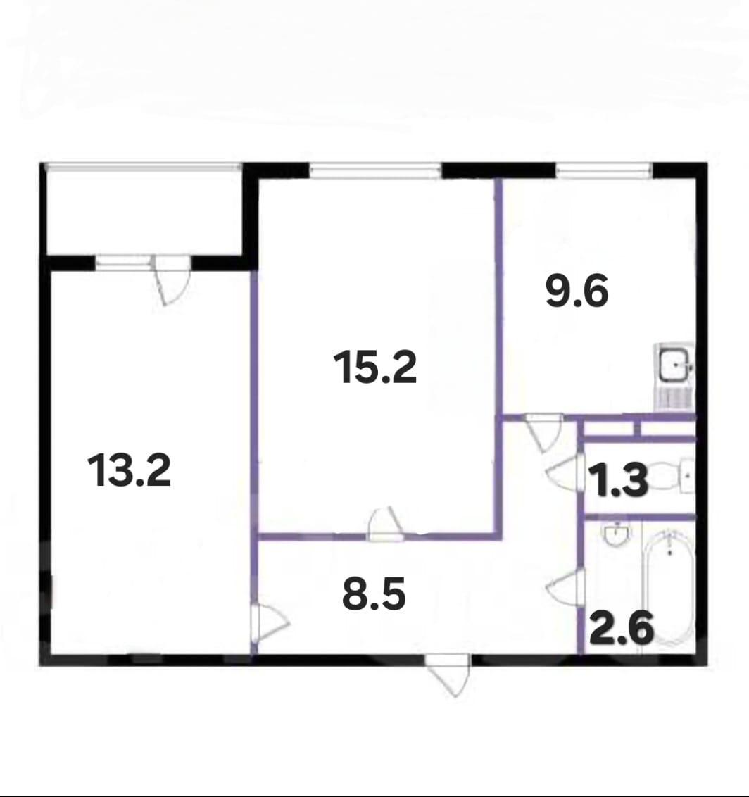 2-комнатная 50.4 м2 в ЖК undefined корпус null этаж 4