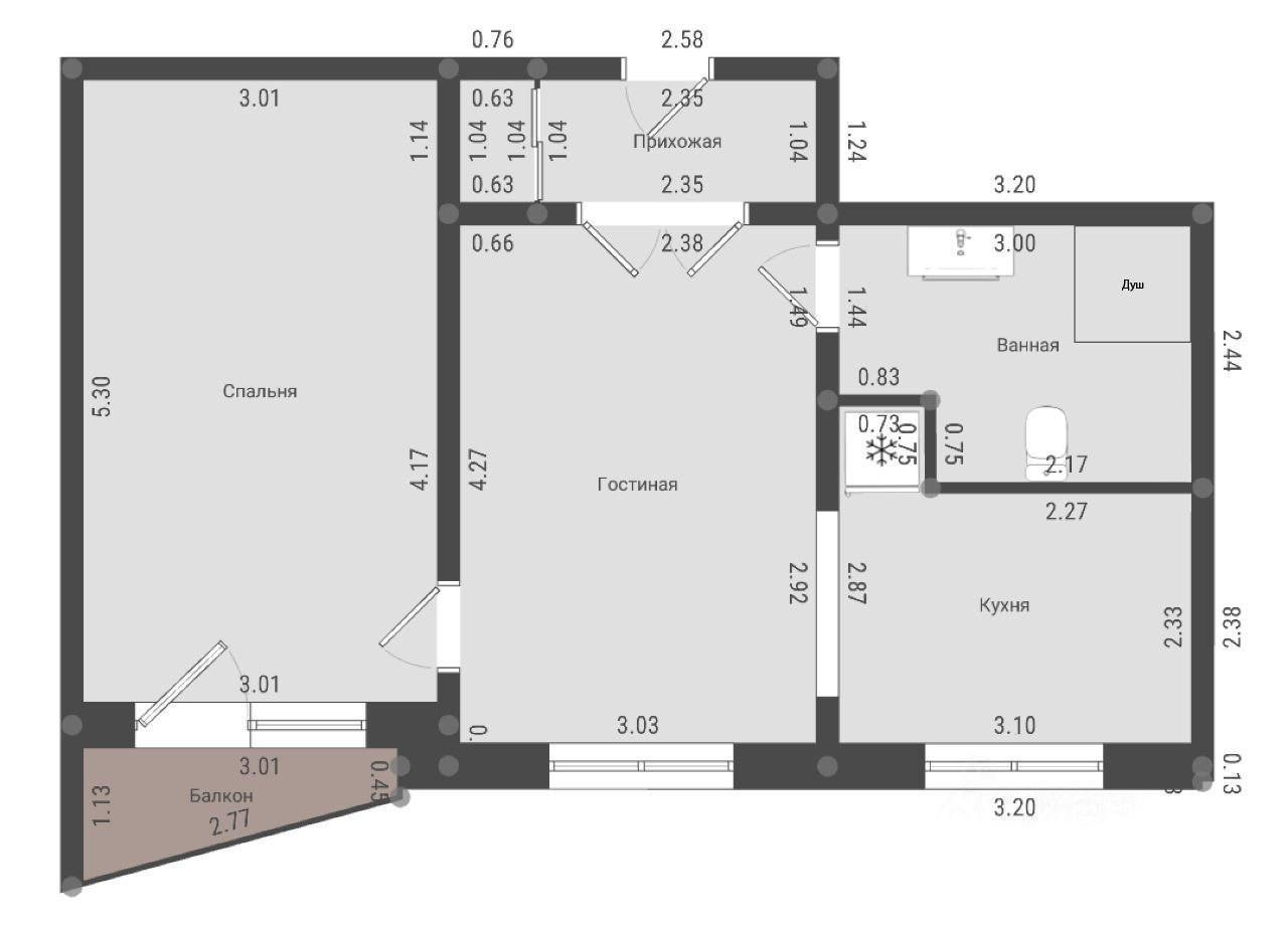 2-комнатная 45 м2 в ЖК undefined корпус null этаж 12