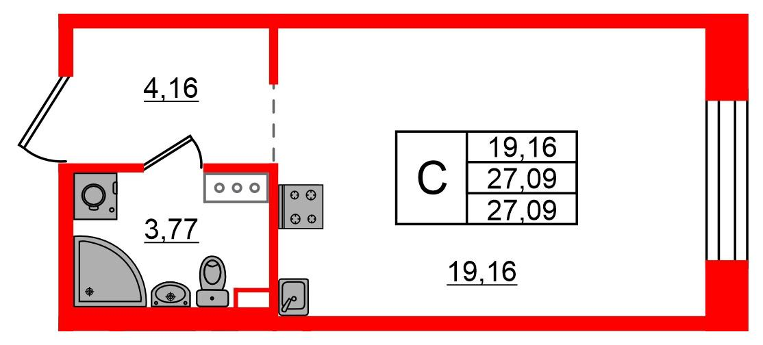 Студия 27 м2 в ЖК Знатный корпус null этаж 10