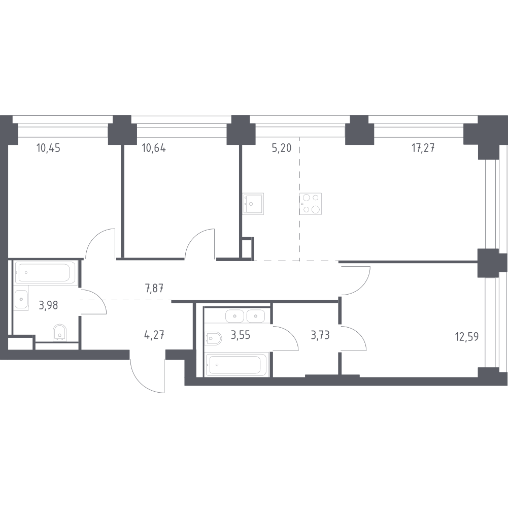 Студия 79 м2 в ЖК NOVA корпус null этаж 2