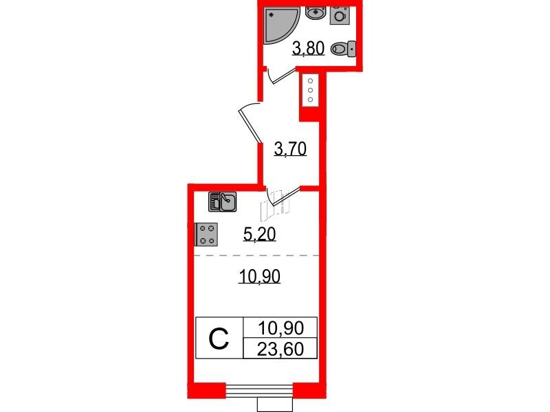 Студия 23 м2 в ЖК Парусная 1 корпус null этаж 6