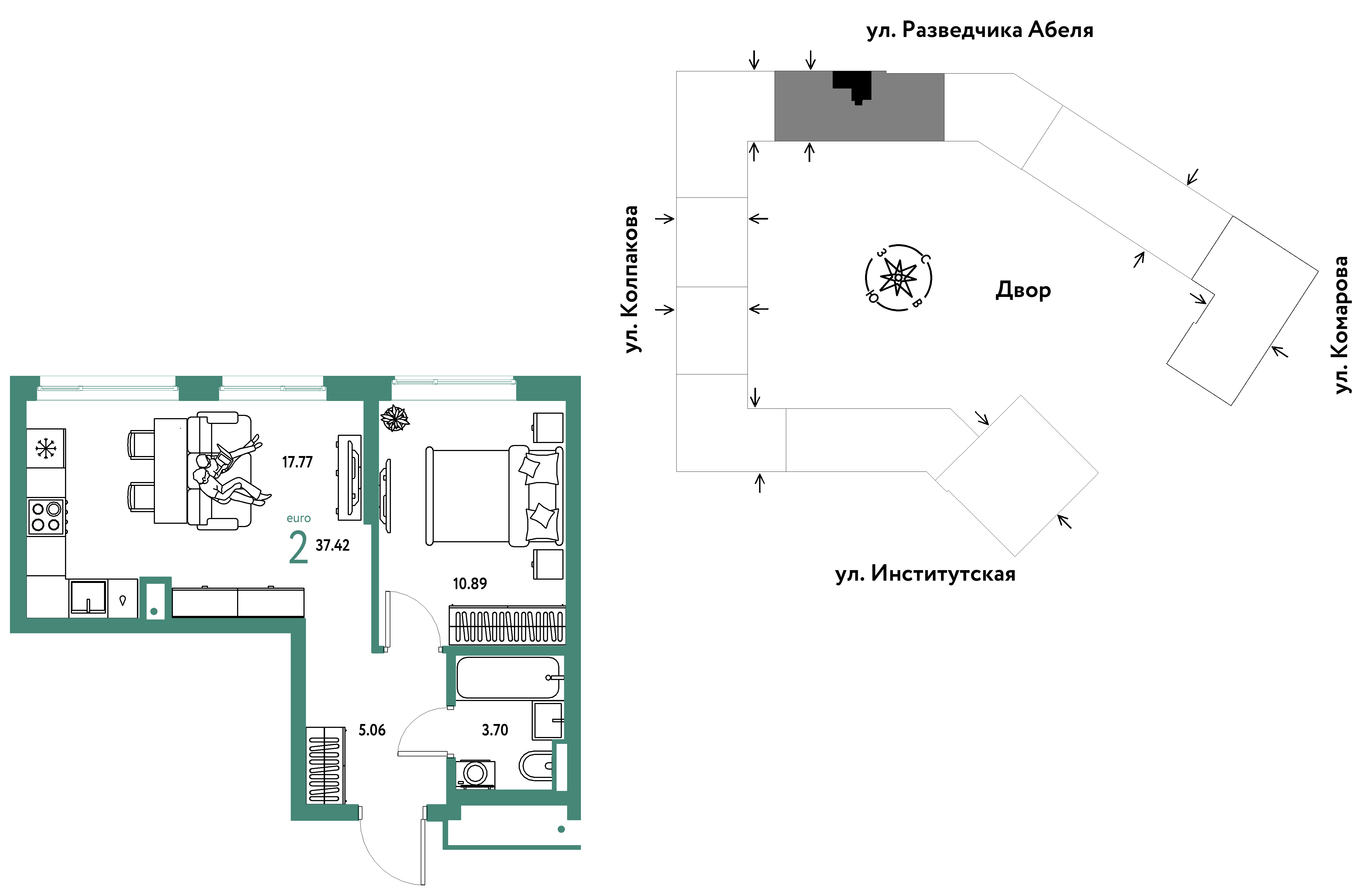 Студия 37 м2 в ЖК Страна.Парковая корпус null этаж 7