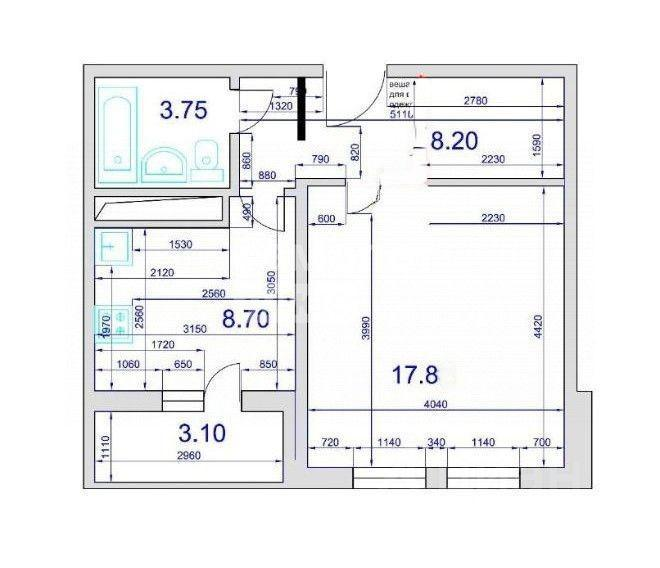 1-комнатная 38.2 м2 в ЖК undefined корпус null этаж 11