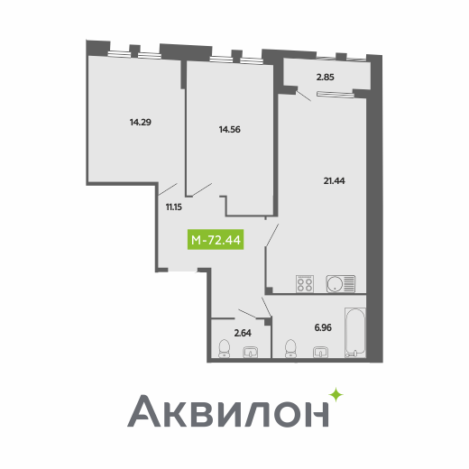 Студия 72 м2 в ЖК CITY RESIDENCE by AKVILON корпус null этаж 3