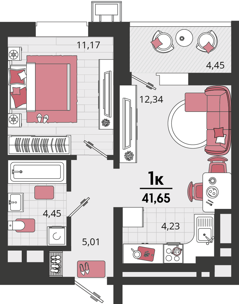 2-комнатная 41 м2 в ЖК Родные просторы корпус null этаж 10