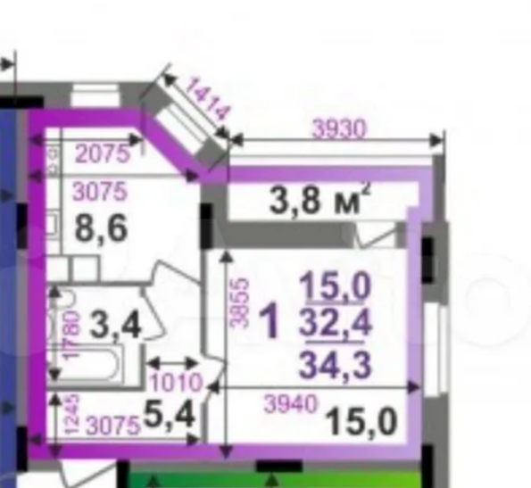 1-комнатная 33 м2 в ЖК undefined корпус null этаж 12