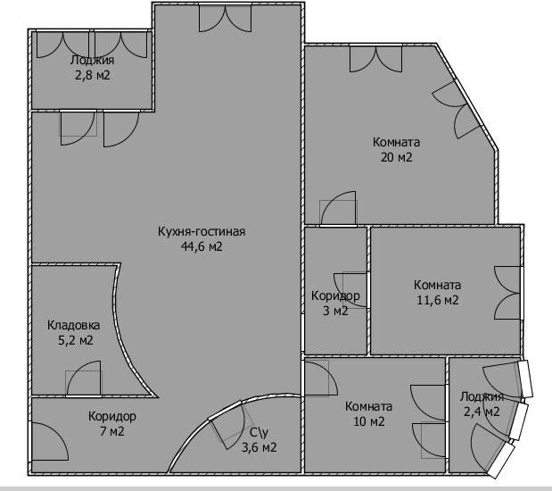 4-комнатная 105.2 м2 в ЖК undefined корпус null этаж 7