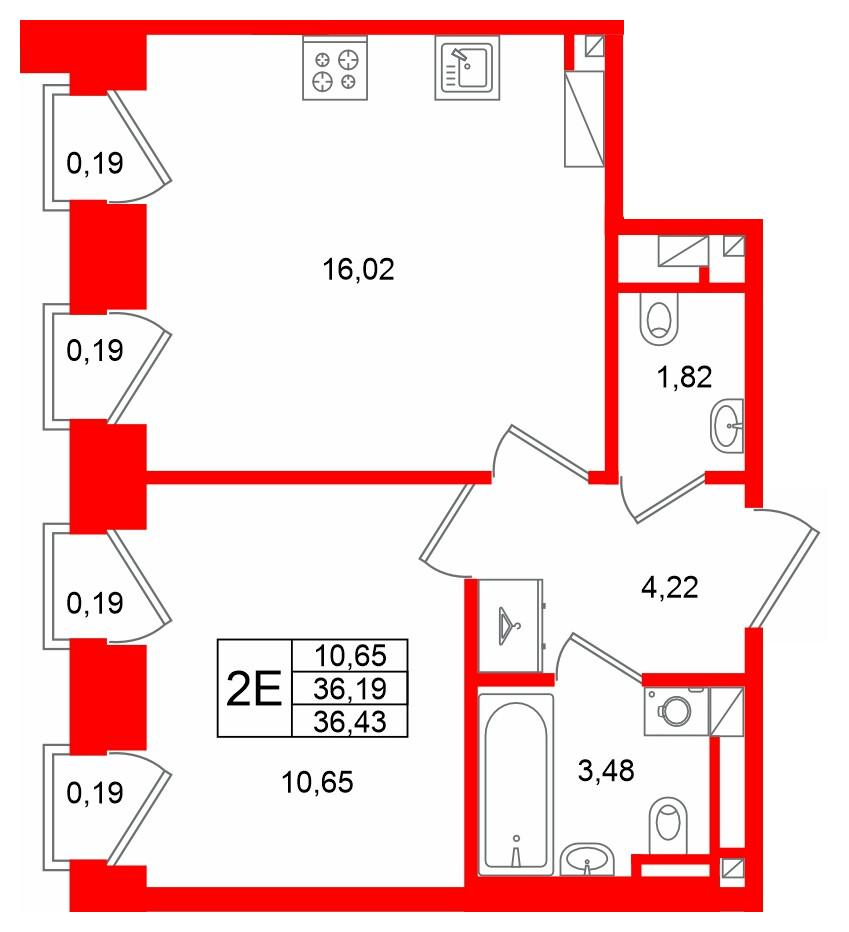 1-комнатная 36 м2 в ЖК Аристократ корпус null этаж 7