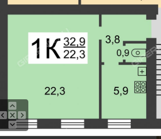 2-комнатная 32.3 м2 в ЖК undefined корпус null этаж 1