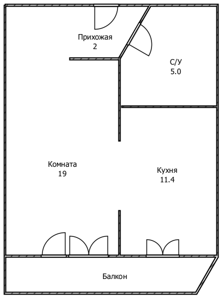 1-комнатная 37.9 м2 в ЖК undefined корпус null этаж 15