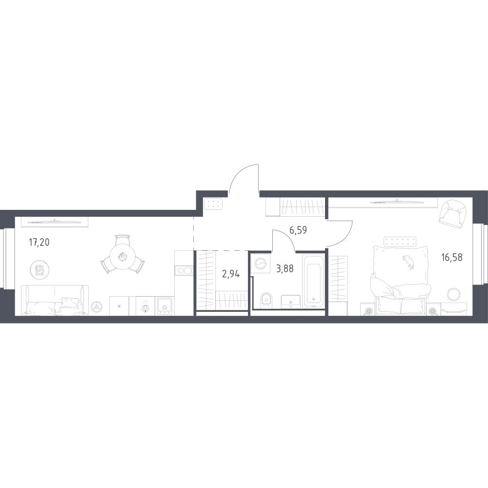 1-комнатная 47 м2 в ЖК Литературный Квартал корпус null этаж 9