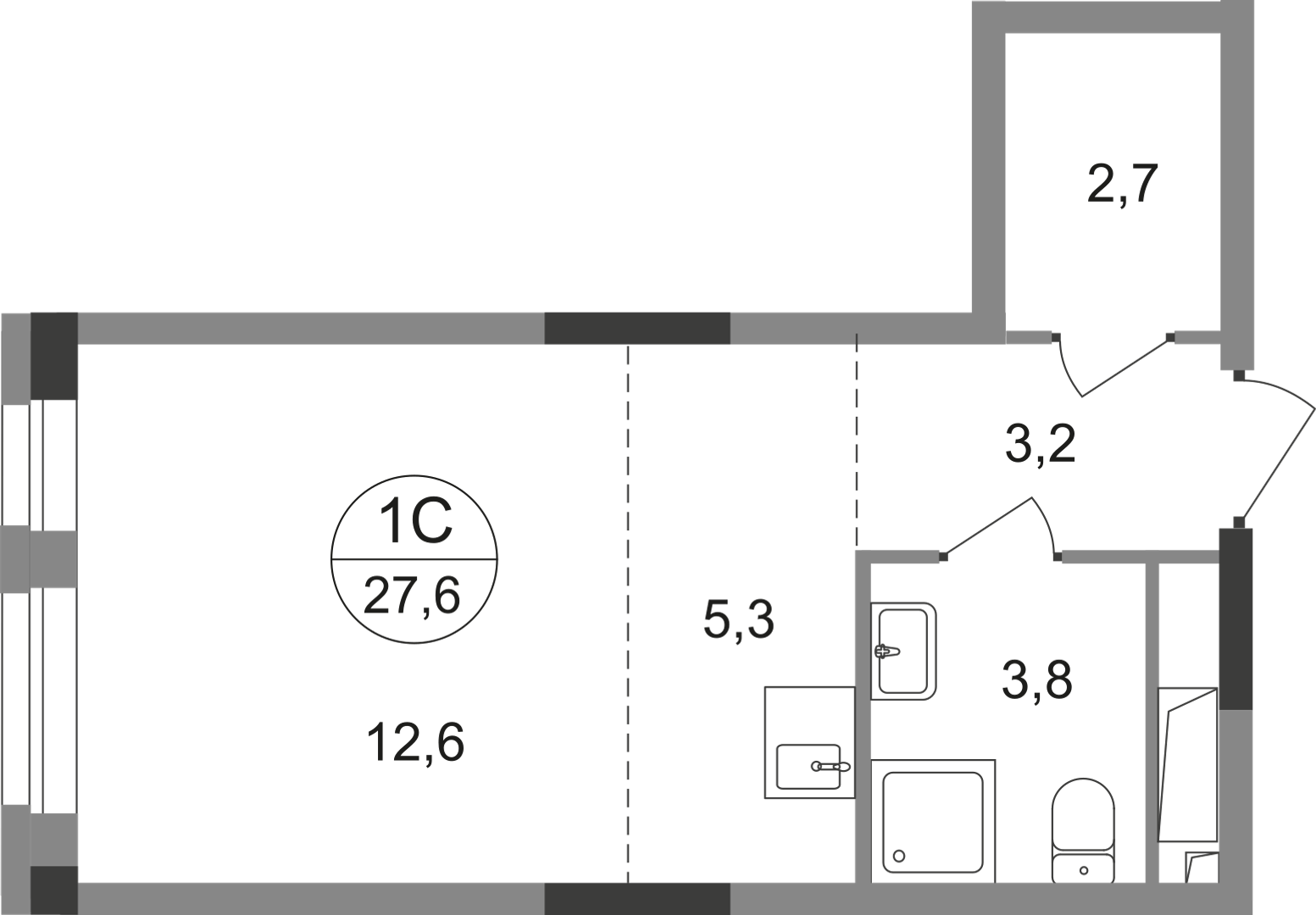 Студия 27 м2 в ЖК Первый Московский корпус null этаж 12