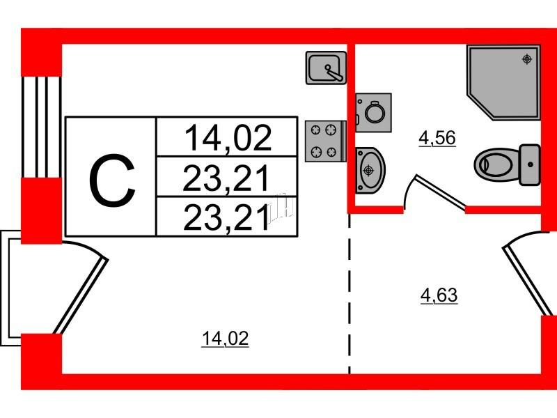 Студия 23 м2 в ЖК ID Polytech корпус null этаж 3