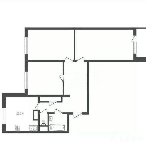 3-комнатная 73.8 м2 в ЖК undefined корпус null этаж 15