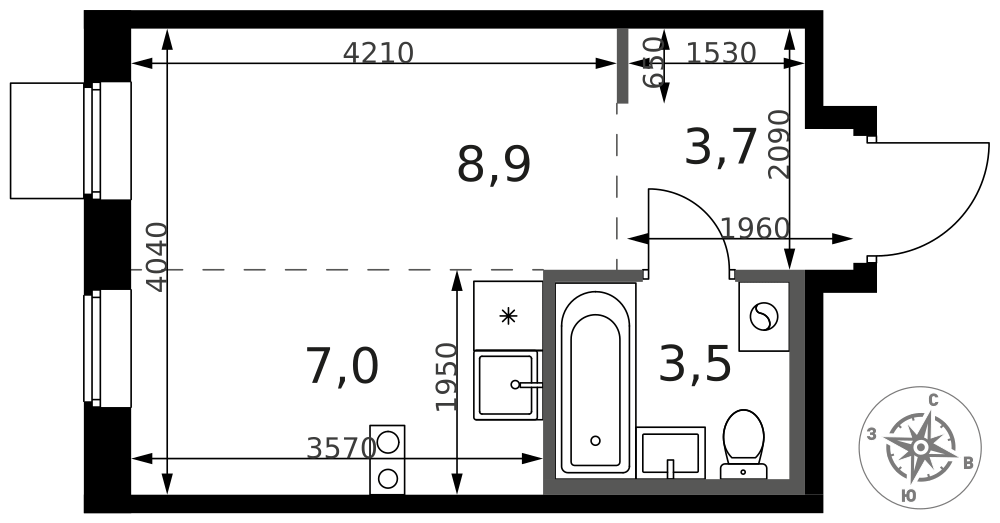 Студия 23 м2 в ЖК 1-й Ясеневский корпус null этаж 3