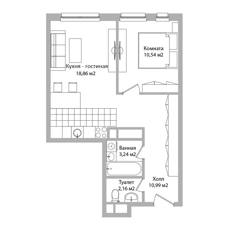 Студия 45 м2 в ЖК Адрес корпус null этаж 8