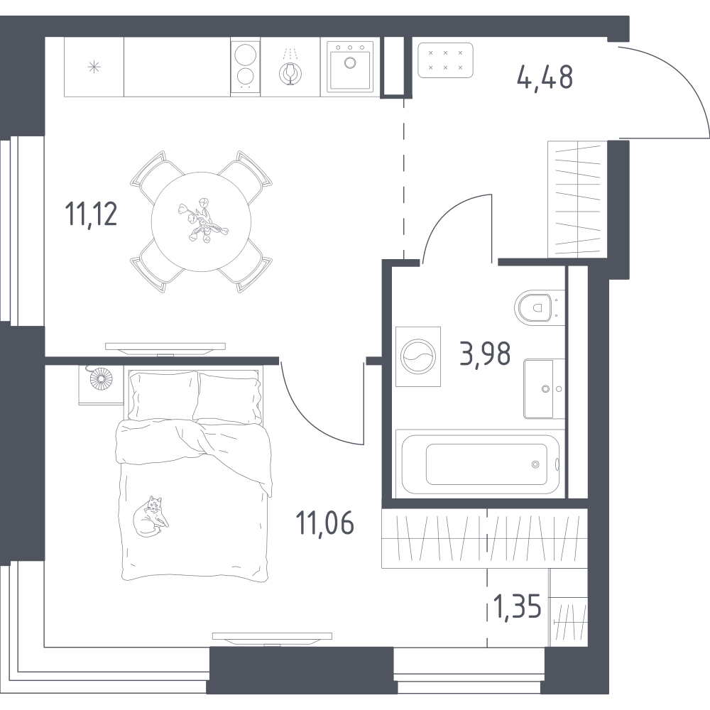 1-комнатная 31 м2 в ЖК Литературный Квартал корпус null этаж 15