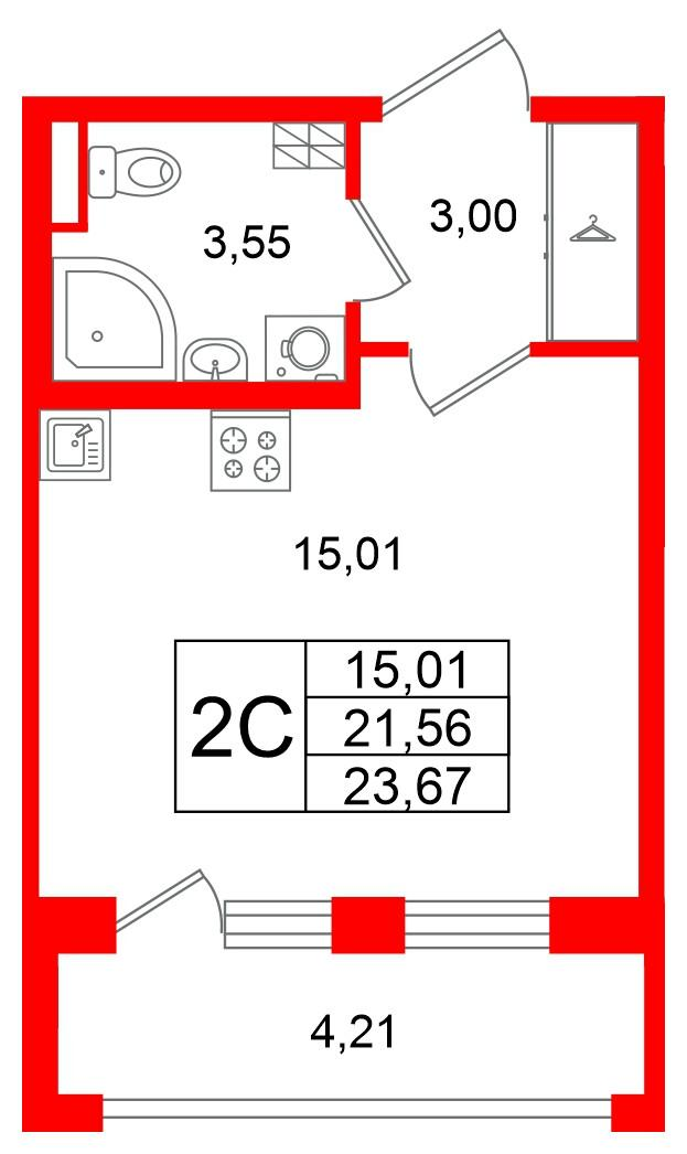 Студия 21 м2 в ЖК Univer City корпус null этаж 4