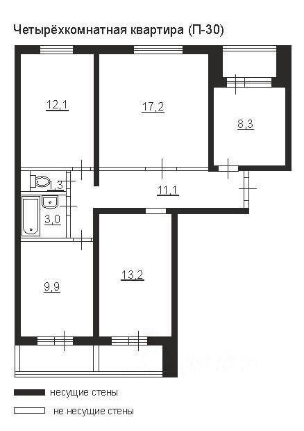 4-комнатная 73 м2 в ЖК undefined корпус null этаж 2