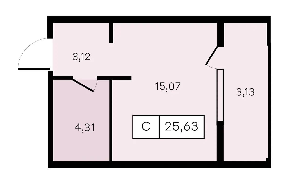 Студия 25.6 м2 в ЖК undefined корпус null этаж 6