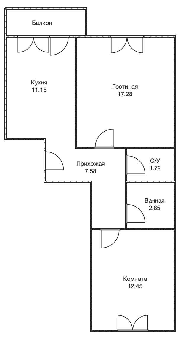2-комнатная 50.7 м2 в ЖК undefined корпус null этаж 9