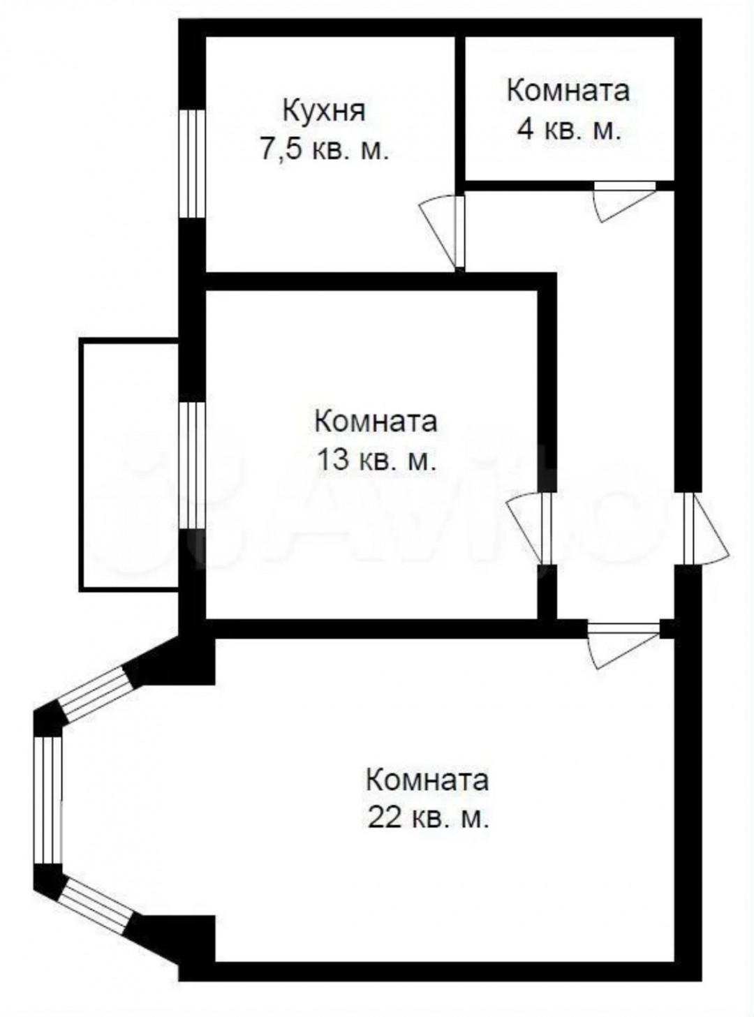 2-комнатная 54.4 м2 в ЖК undefined корпус null этаж 3