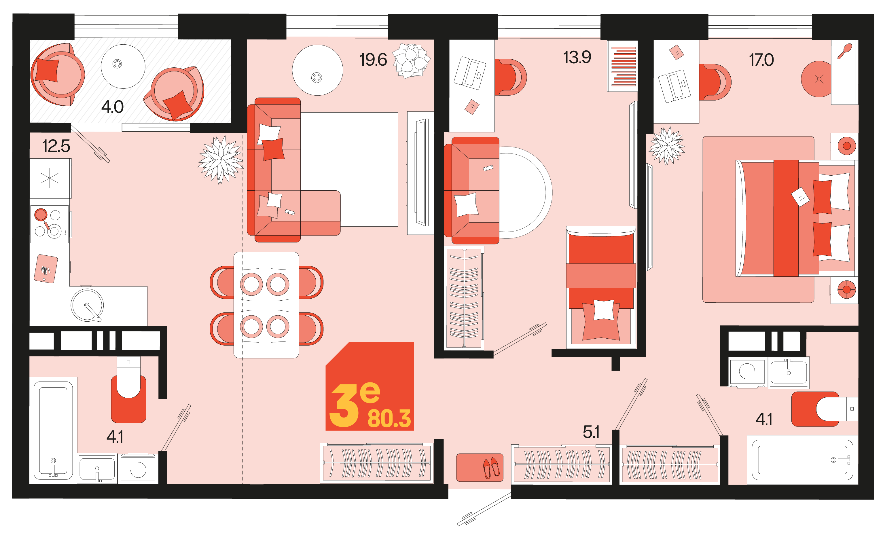 Студия 80 м2 в ЖК Первое место корпус null этаж 9