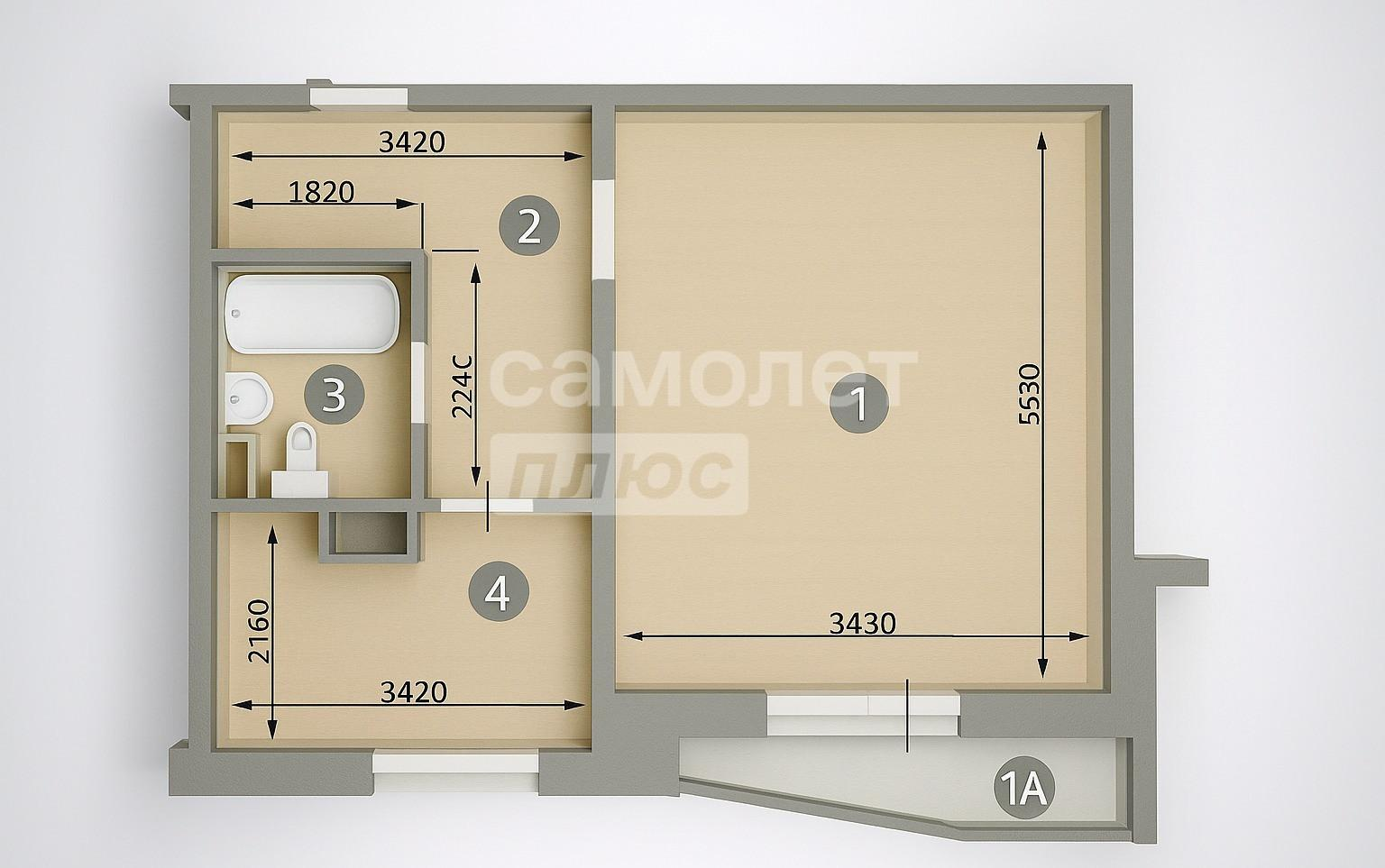 1-комнатная 37.6 м2 в ЖК undefined корпус null этаж 5