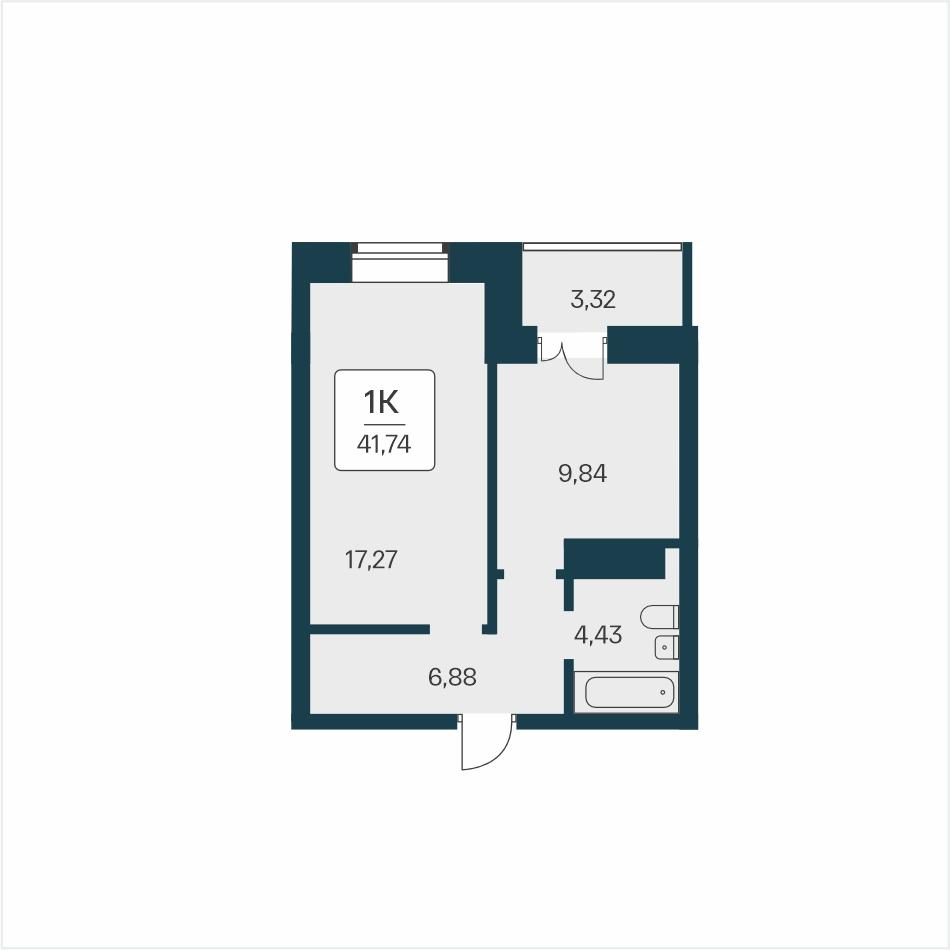 1-комнатная 41 м2 в ЖК Сакура Парк корпус null этаж 12
