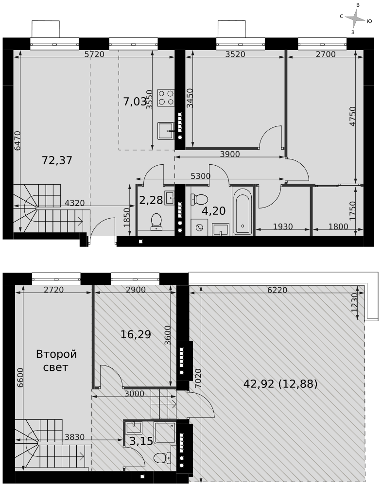 3-комнатная 111 м2 в ЖК Мартемьяново Клаб корпус null этаж 3