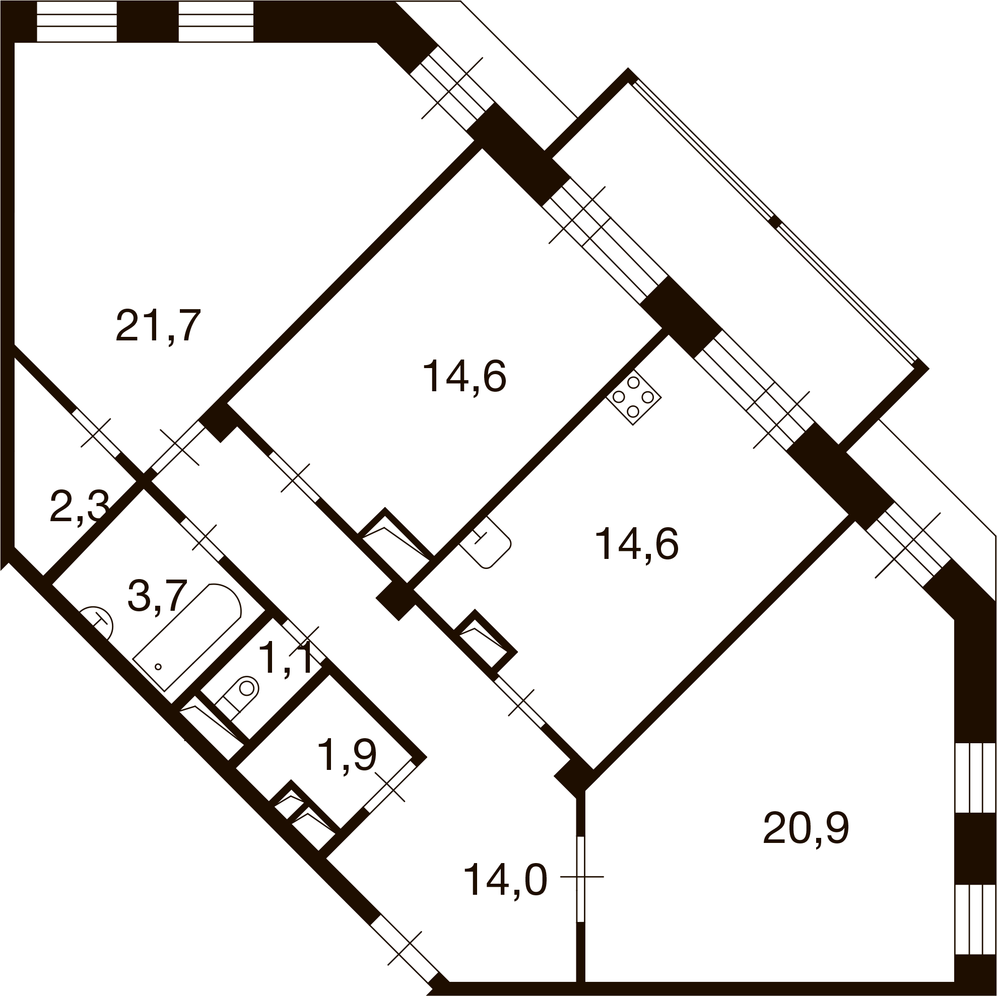3-комнатная 95 м2 в ЖК Ново-Никольское корпус null этаж 4