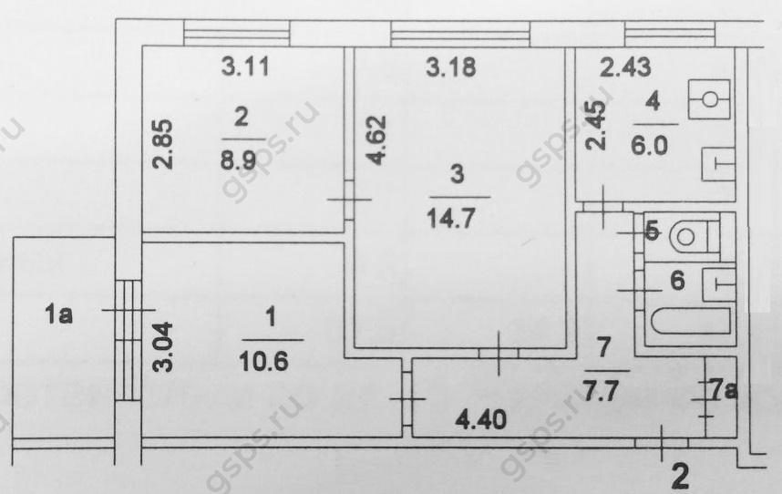 3-комнатная 48.3 м2 в ЖК undefined корпус null этаж 4
