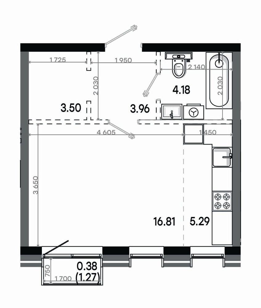 Студия 34 м2 в ЖК Минтимер корпус null этаж 14