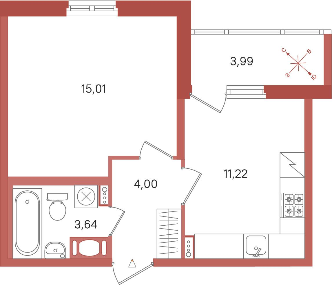 1-комнатная 35 м2 в ЖК ПАТИО. Уютный квартал корпус null этаж 10