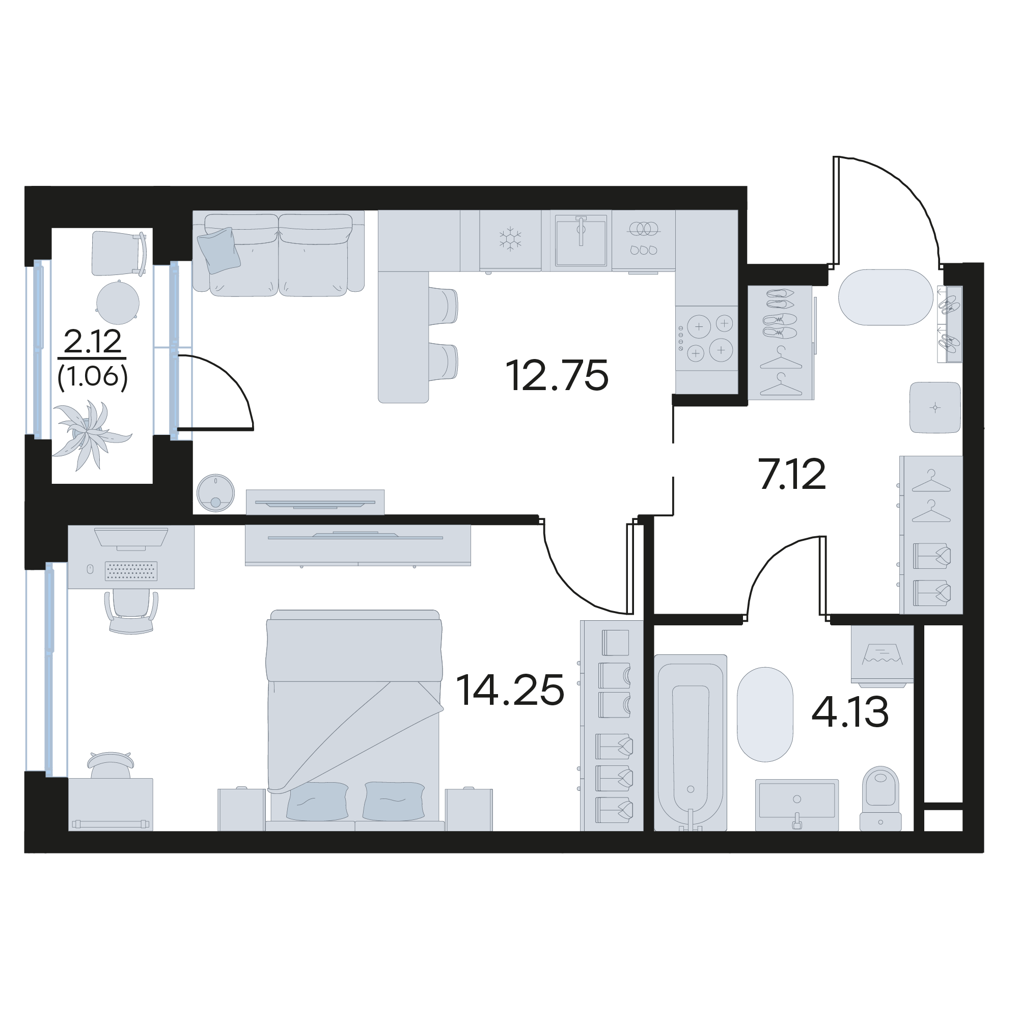1-комнатная 39 м2 в ЖК Октябрьский корпус null этаж 10