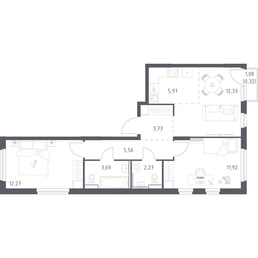 Студия 58 м2 в ЖК Донские Легенды корпус null этаж 6